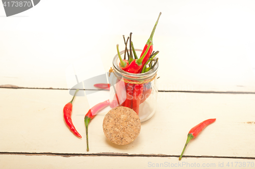 Image of red chili peppers on a glass jar