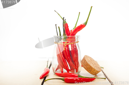 Image of red chili peppers on a glass jar