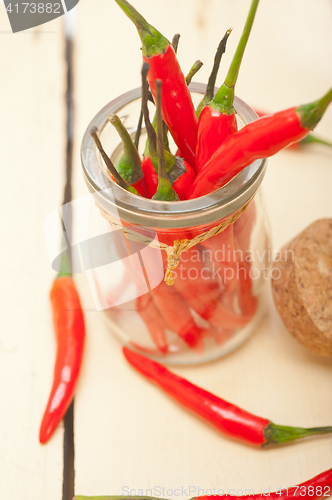 Image of red chili peppers on a glass jar