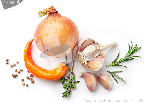 Image of composition of onions and spices