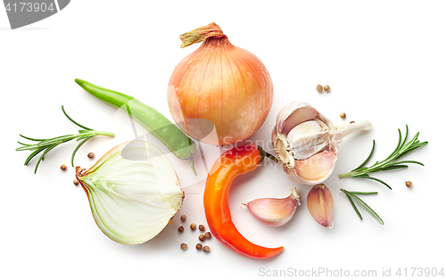 Image of composition of onions and spices