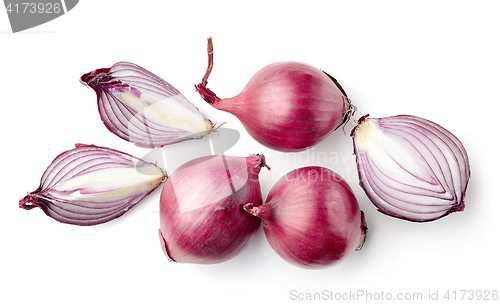 Image of red onions on white background