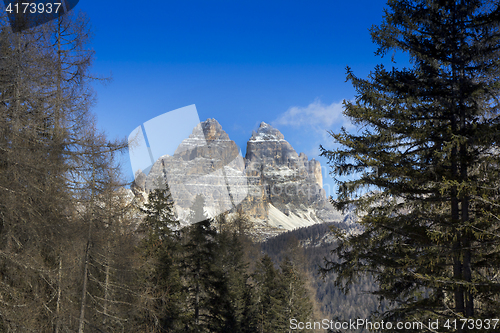 Image of Panoramic views of Dolomites mountains Tre Cime di Lavaredo