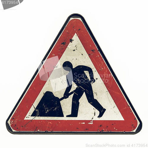 Image of Vintage looking Roadworks sign