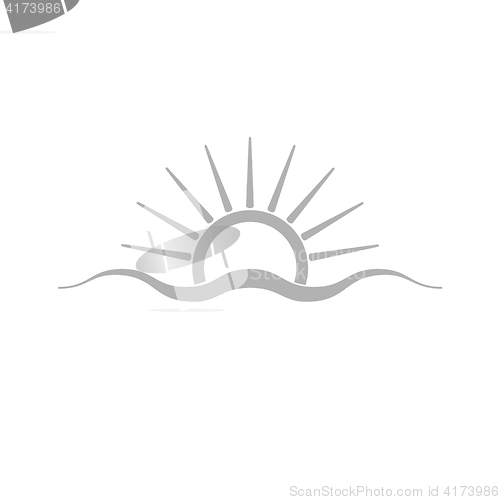 Image of Grey schematic logo. Sun and sea wave