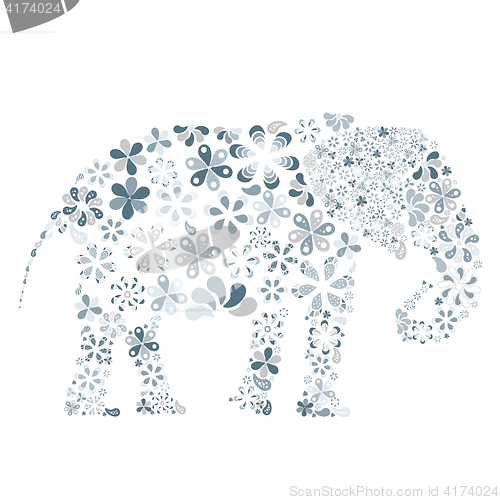 Image of Concept of flowers in the shape of a elephant