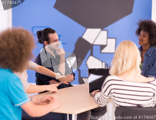 Image of Multiethnic startup business team on meeting