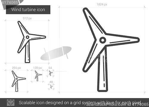 Image of Wind turbine line icon.