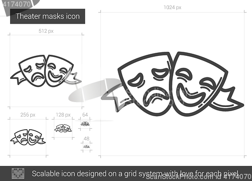 Image of Theater masks line icon.
