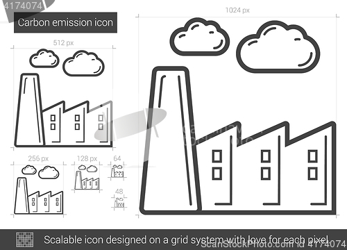 Image of Carbon emission line icon.