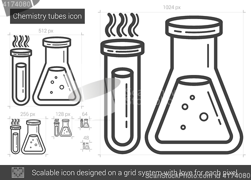 Image of Chemistry tubes line icon.