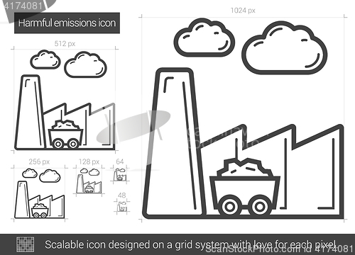 Image of Harmful emissions line icon.