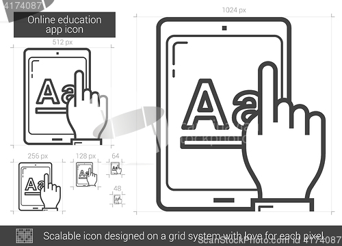Image of Online education app line icon.