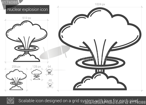 Image of Nuclear explosion line icon.