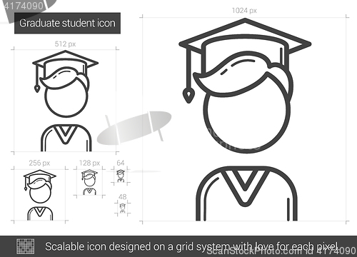 Image of Graduate student line icon.