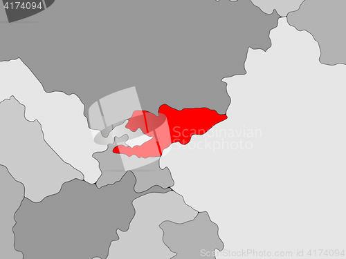 Image of Kyrgyzstan in red on globe