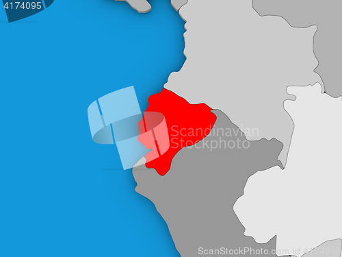 Image of Ecuador in red on globe