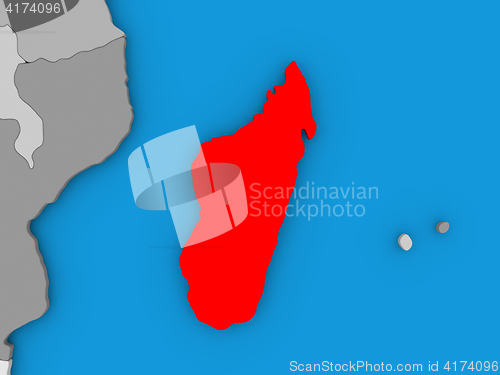 Image of Madagascar in red on globe