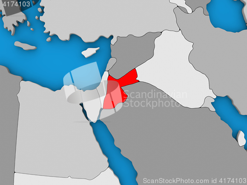 Image of Jordan in red on globe