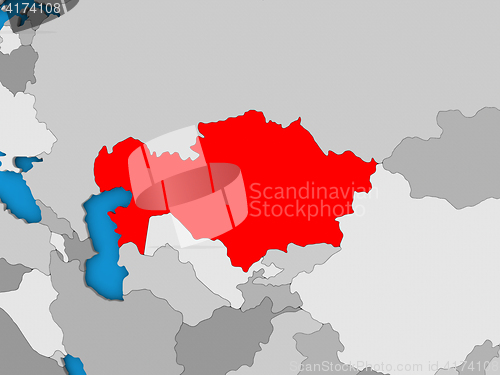 Image of Kazakhstan in red on globe