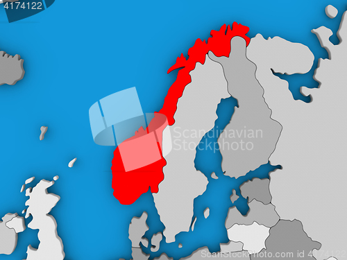 Image of Norway in red on globe