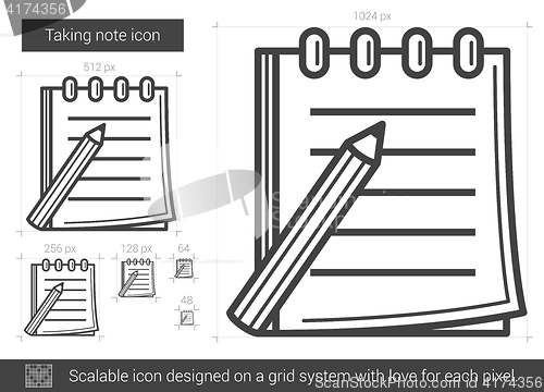 Image of Taking note line icon.