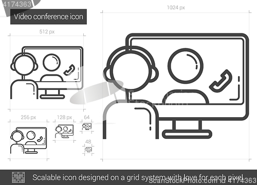 Image of Video conference line icon.