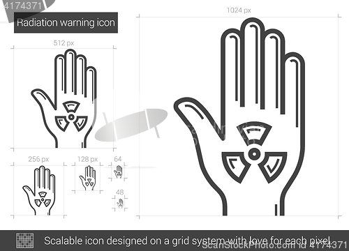 Image of Radiation warning line icon.