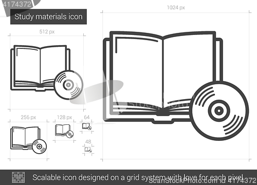 Image of Study materials line icon.