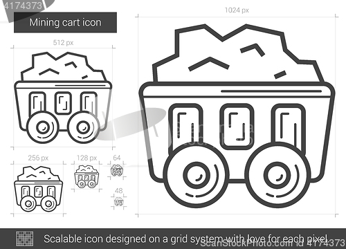 Image of Mining cart line icon.