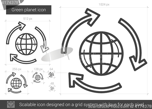 Image of Green planet line icon.