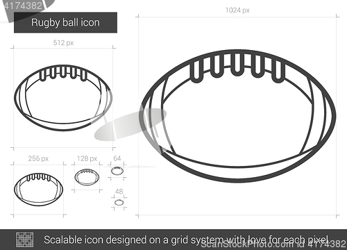 Image of Rugby ball line icon.