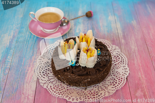 Image of Cake on color background