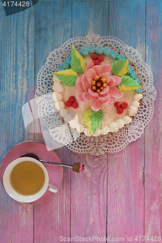 Image of cakes on color background