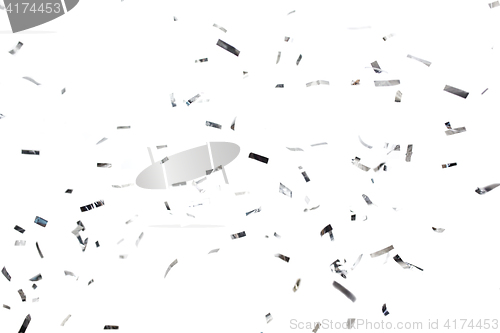 Image of silver confetti over white background