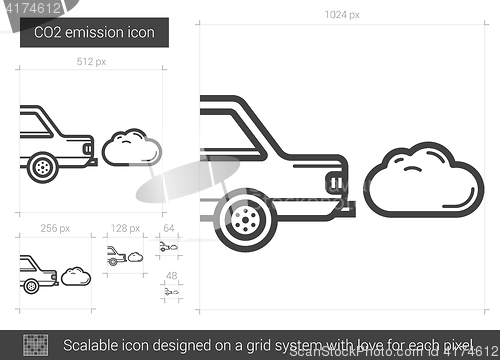 Image of CO2 emission line icon.