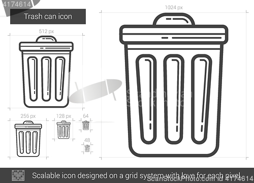 Image of Trash can line icon.