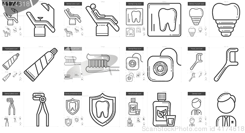 Image of Stomatology line icon set.