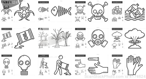 Image of Ecology biohazard line icon set.