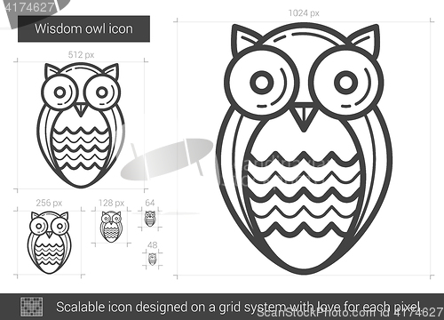 Image of Wisdom owl line icon.