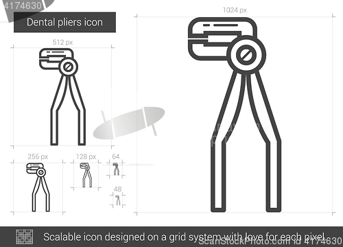 Image of Dental pliers line icon.