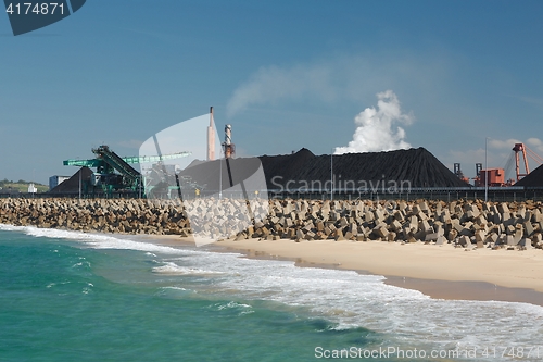 Image of Coal piles at the seaside