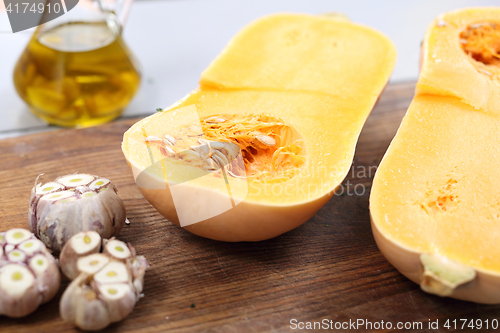 Image of Organic butternut squash. Butternut squash.