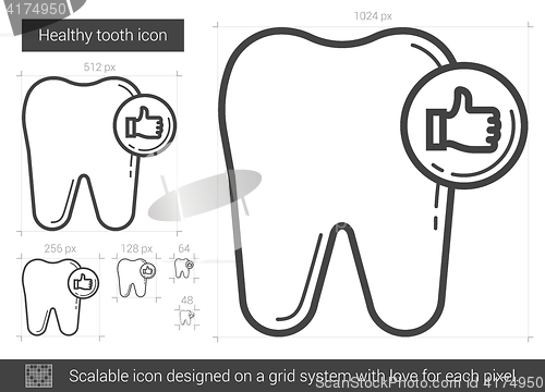 Image of Healthy tooth line icon.