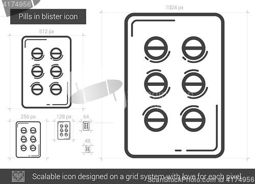 Image of Pills in blister line icon.