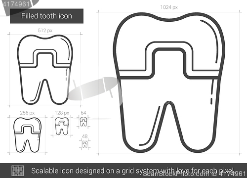 Image of Filled tooth line icon.