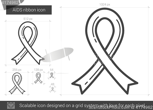 Image of AIDS ribbon line icon.