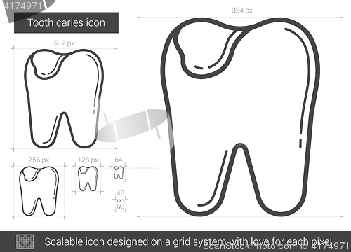 Image of Tooth caries line icon.