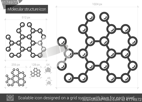 Image of Molecular structure line icon.