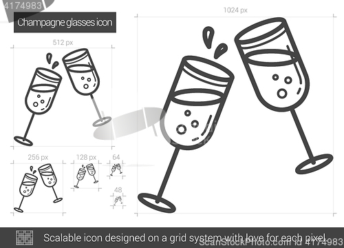 Image of Champagne glasses line icon.